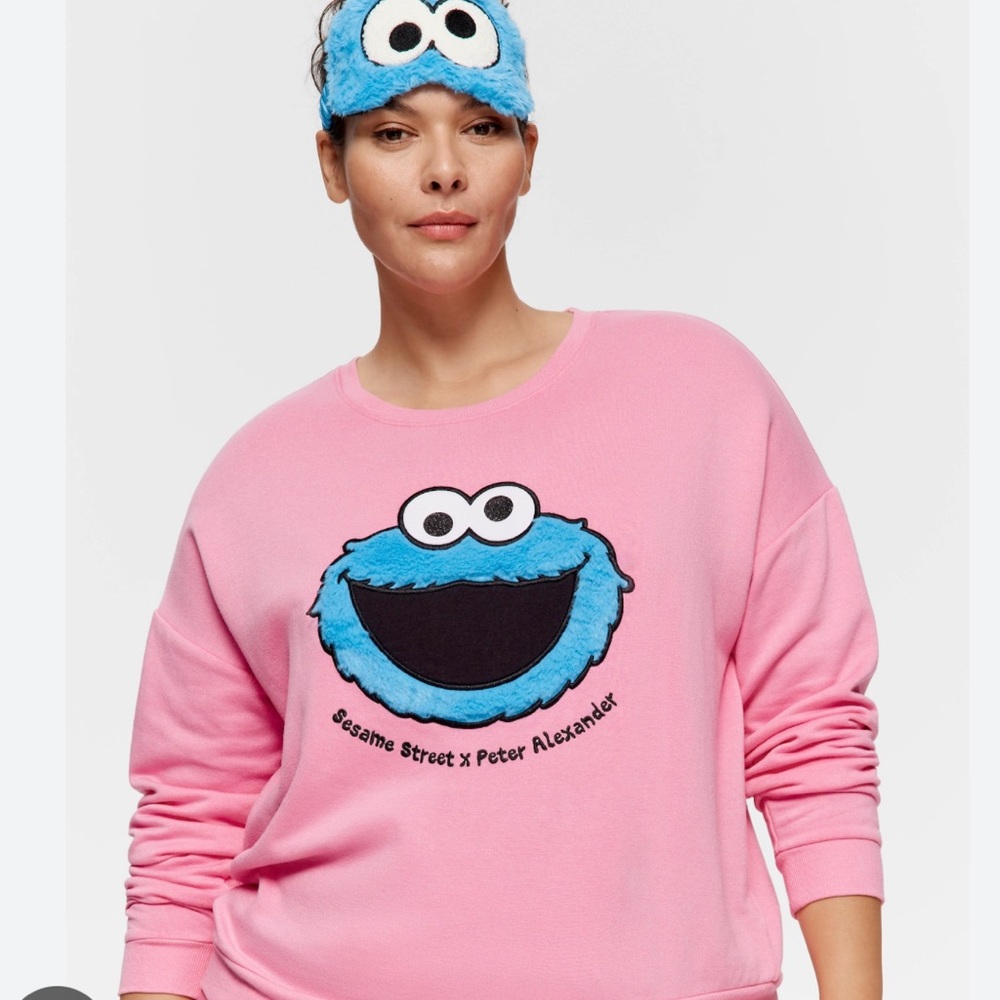 Peter Alexander Cookie Monster limited edition PJ top 1X women pink/blue NWT!